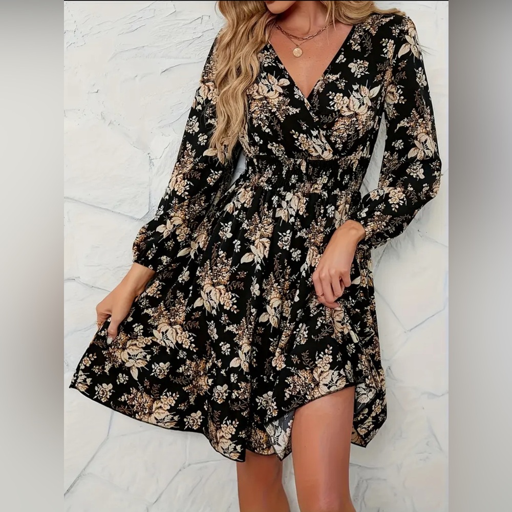 Floral Black Dress